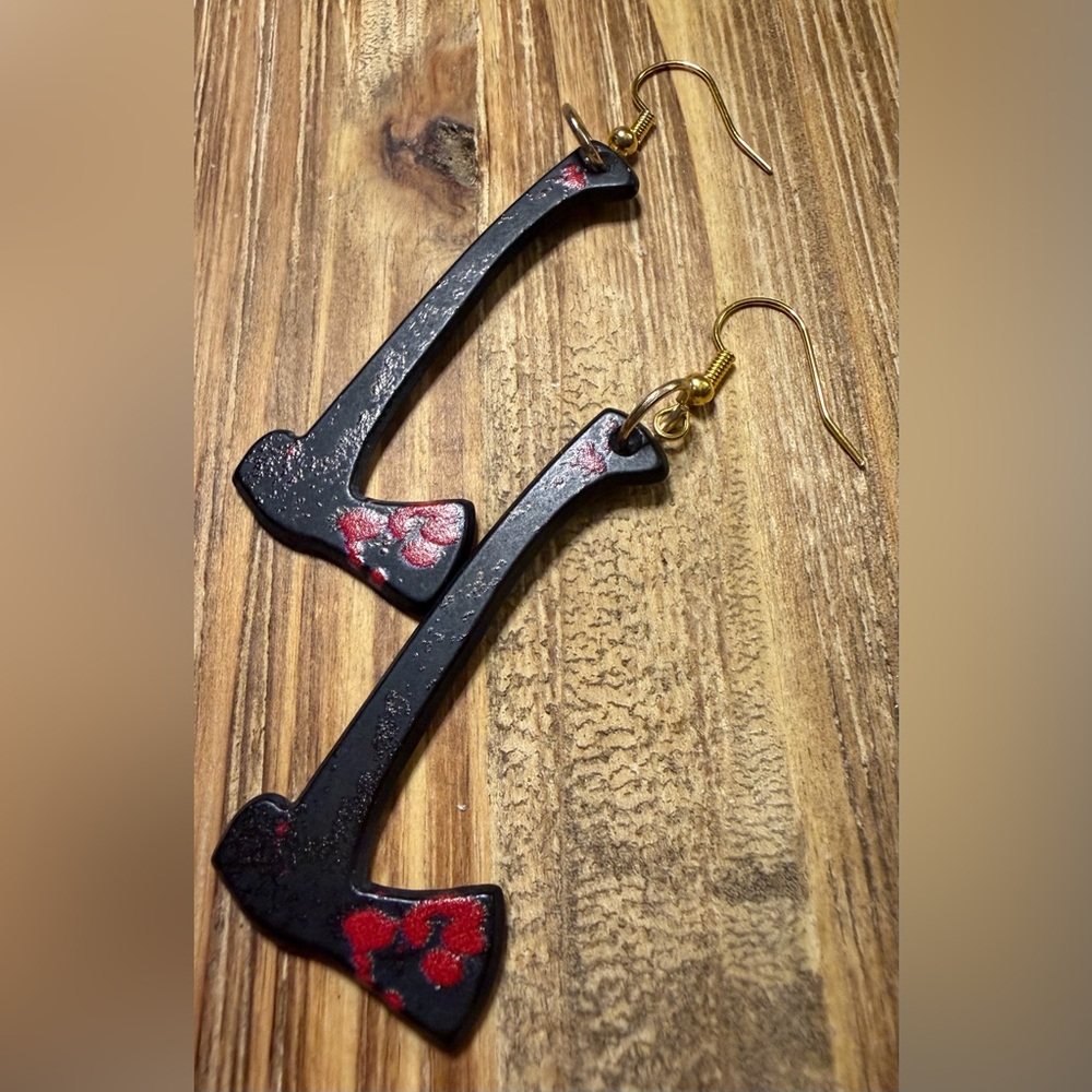 Handmade Hypoallergenic Horror-Themed Earrings – Axe Design